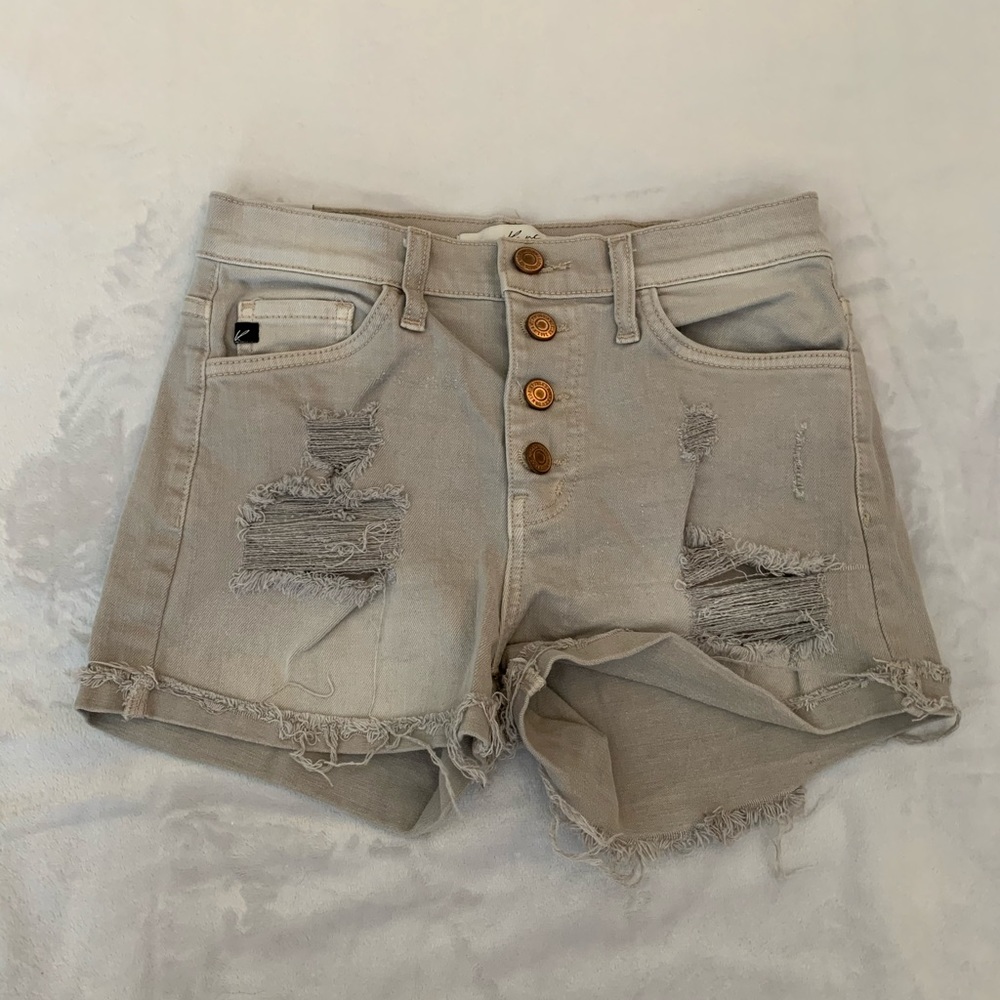 KanCan distressed faded khaki shorts